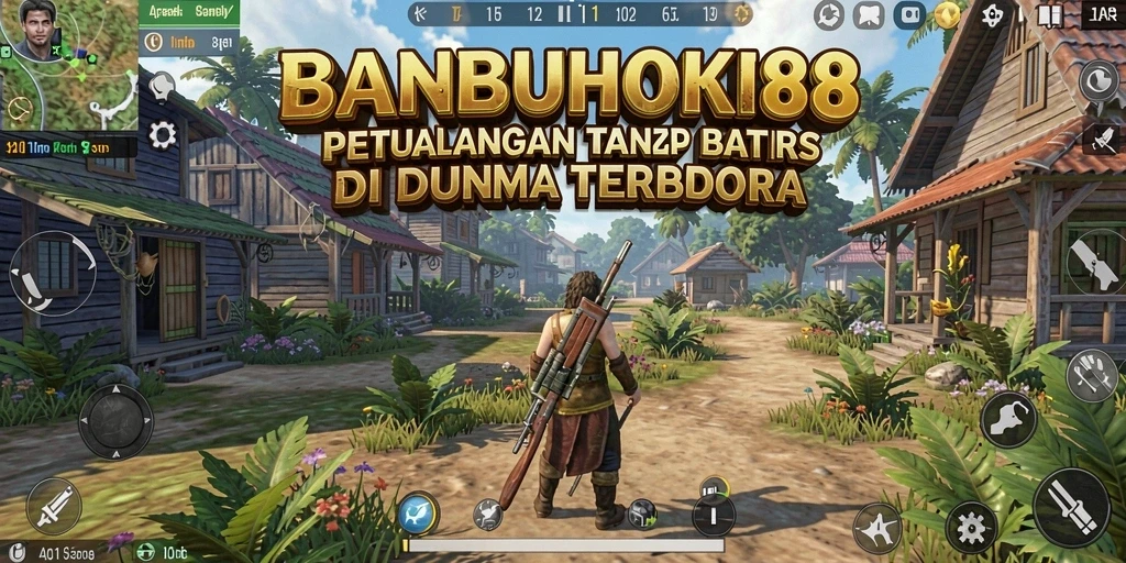 Screenshot gameplay BANBUHOKI88 menampilkan eksplorasi dunia terbuka yang memukau.
