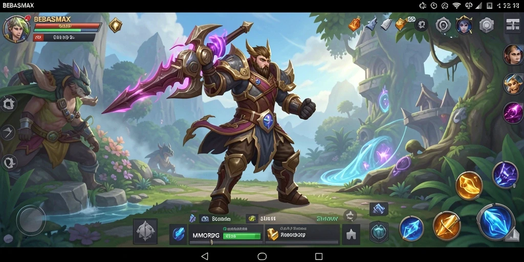 Screenshot gameplay BEBASMAX menampilkan pertempuran seru di dunia MMORPG.