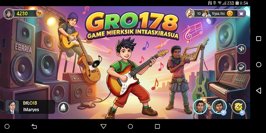 Tampilan gameplay interaktif dari BRO178 dengan berbagai lagu menarik.