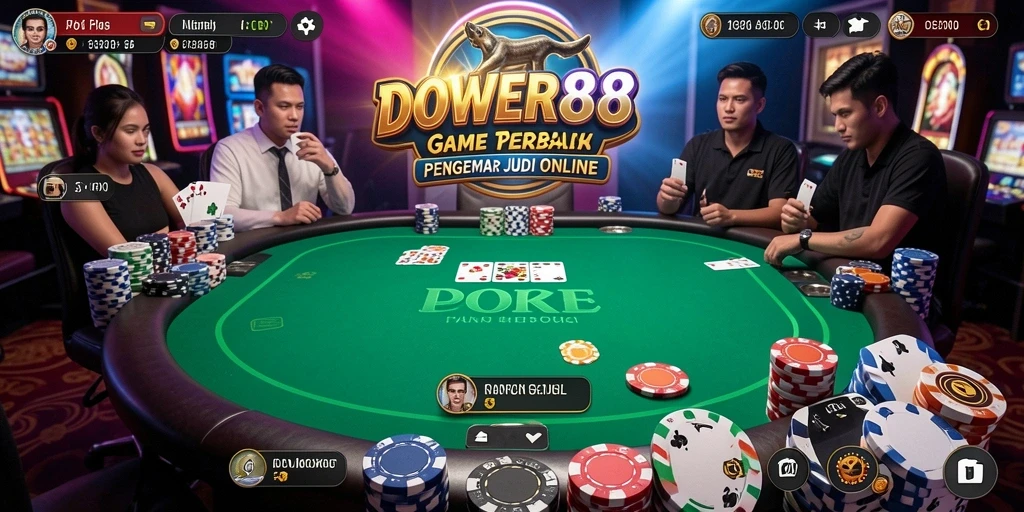 Screenshot gameplay DOWER88 menunjukkan aksi seru dalam permainan poker.