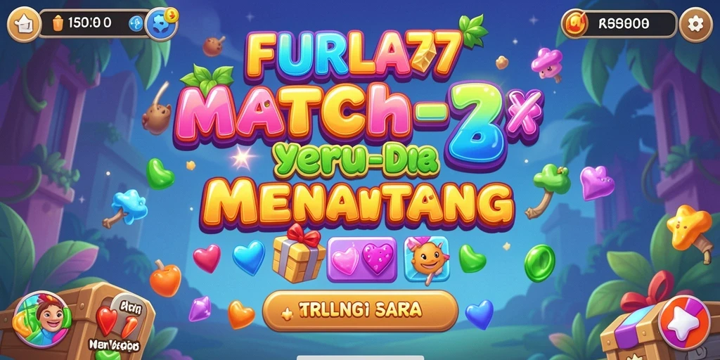 Tangkapan layar utama FURLA77 menampilkan gameplay Match-3 yang seru.