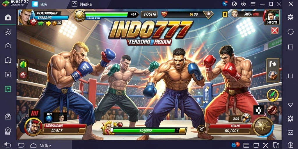 Screenshot menunjukkan aksi seru di arena pertarungan Fighting.