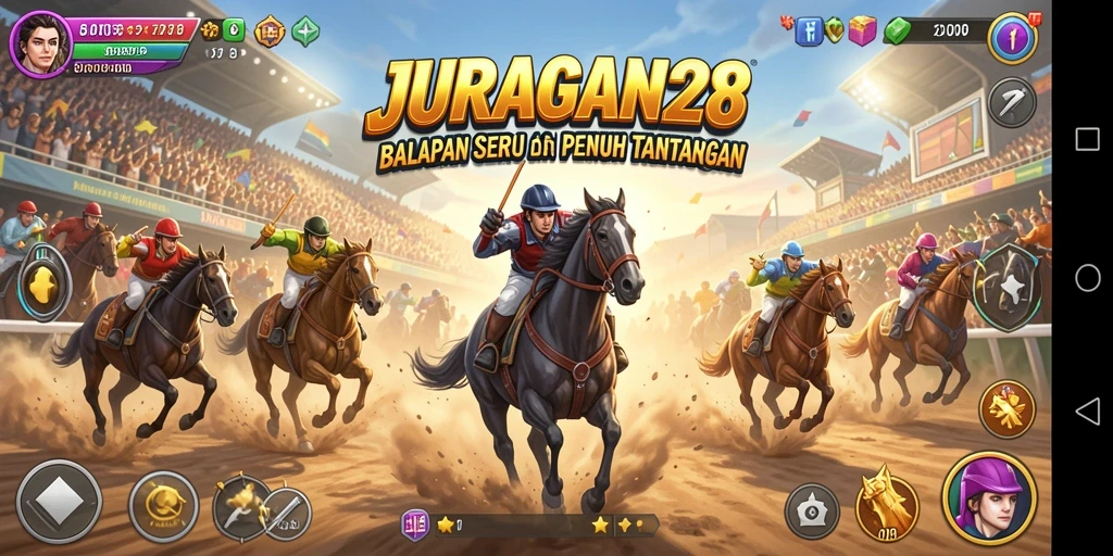 Tampilan gameplay balapan di JURAGAN28 yang penuh aksi.