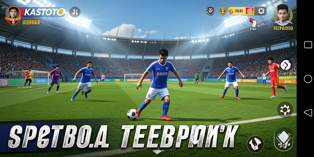 Tampilan gameplay KASTOTO yang seru dan penuh aksi sepak bola.