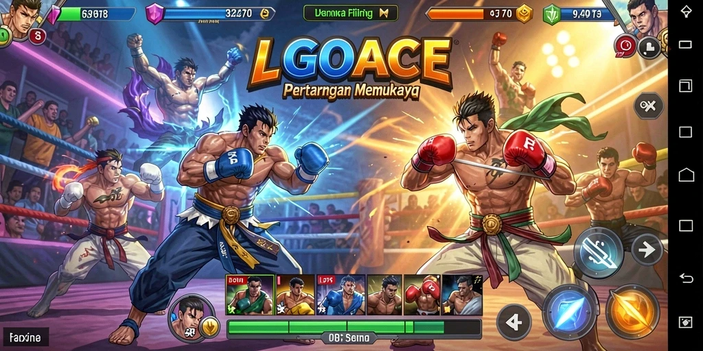 Screenshot LGOACE menampilkan pertarungan yang seru dan aksi cepat.