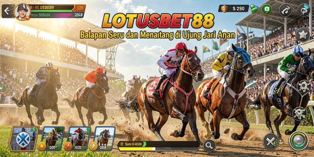 Tampilan gameplay Racing LOTUSBET88 yang menegangkan dan seru.
