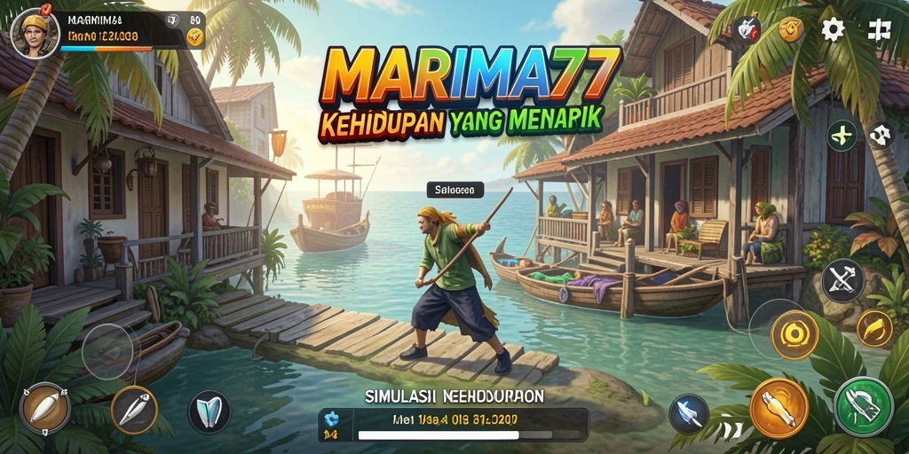 Tampilan gameplay MARIMA77 dengan berbagai karakter dan lingkungan yang interaktif.