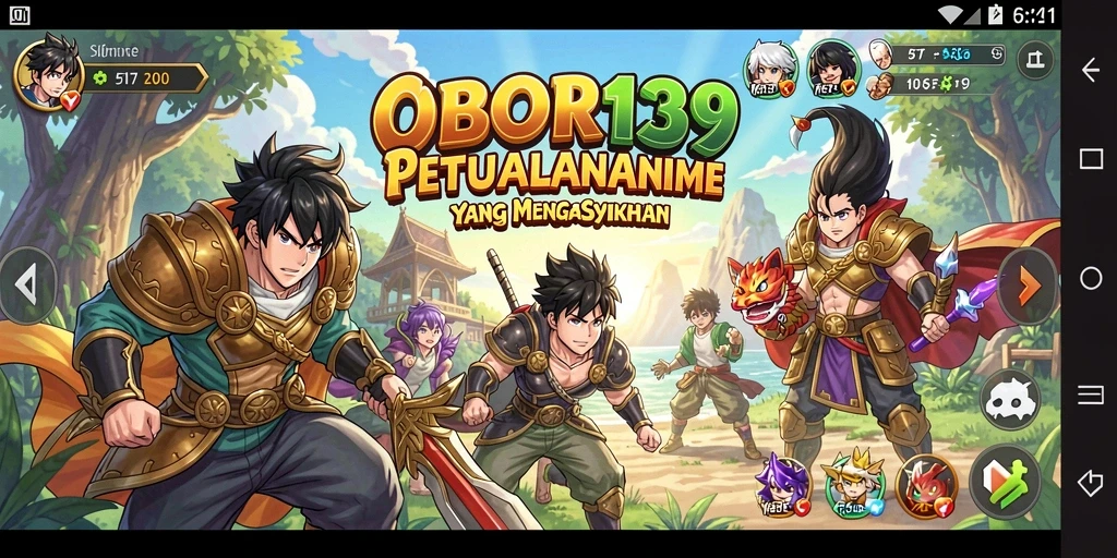 Tangkapan layar permainan OBOR138 menampilkan aksi pertempuran karakter anime.