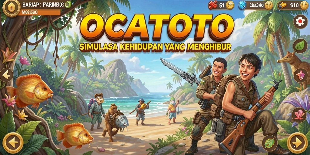 Tampilan gameplay OCATOTO yang cerah dan interaktif.