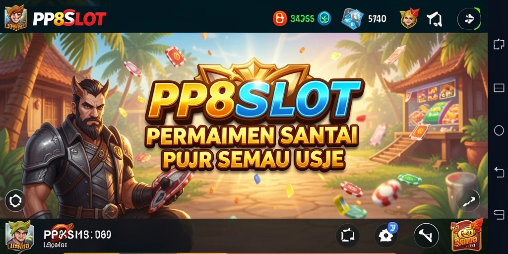 Screenshot gameplay <strong>PP8SLOT</strong> menampilkan slot ceria dan penuh warna.