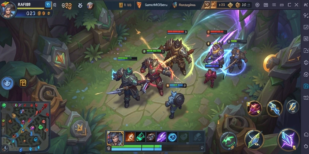 Screenshot gameplay <strong>RAFI88</strong> menunjukkan pertarungan epik antara pahlawan.