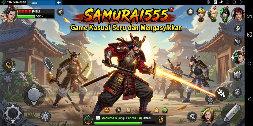 Tangkapan layar dari gameplay seru SAMURAI555 yang penuh warna.
