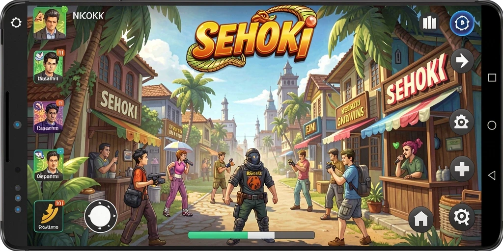 Tampilan gameplay SEHOKI yang ceria dan colorful.