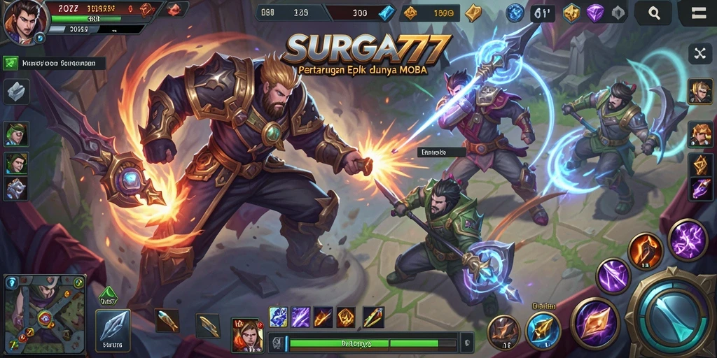 Tampilan epik dari gameplay SURGA77 yang penuh aksi dan strategi.